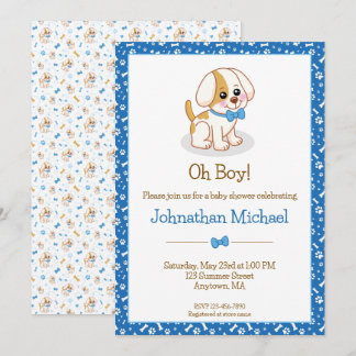 Invitation Fête Prénatale Bébé Garçon Personnalisée Chien Mig
