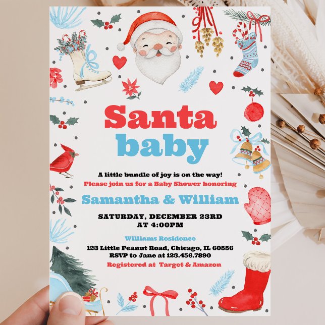 Invitation Fête prénatale Bébé garçon Santa (Créateur téléchargé)
