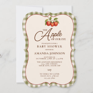 Invitation Fête Prénatale Bébé Gingham Pomme De Nos Yeux D'au