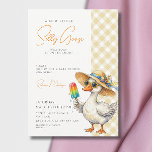 Invitation Fête prénatale Bébé Glace Chapeau à carreaux jaune