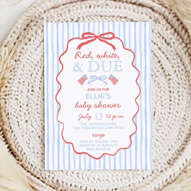 Invitation Fête Prénatale Bébé Rouge Blanc et Impayable (Créateur téléchargé)
