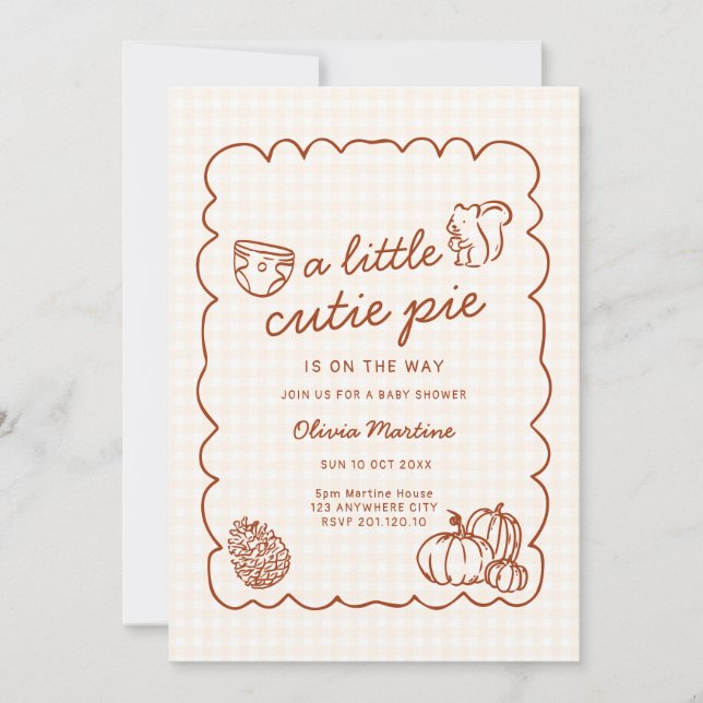 Invitation Fête prénatale Bébé un petit gâteau automnal  (Devant)
