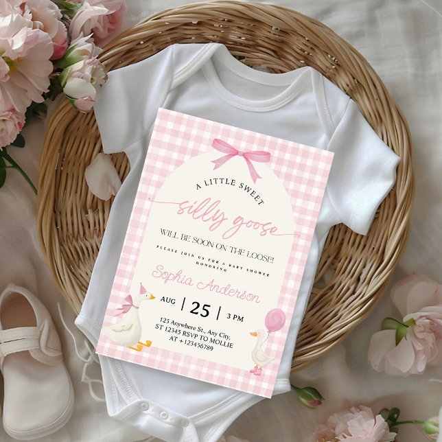 Invitation Fête Prénatale Bébé Vichy Rose Dinette de Fous (Créateur téléchargé)