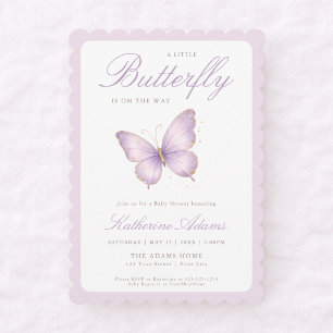 Invitation Fête Prénatale Coquette Bébé Papillon Violet en Ro