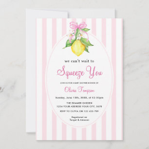 Invitation Fête Prénatale Coquette Citron Rose Squeeze You