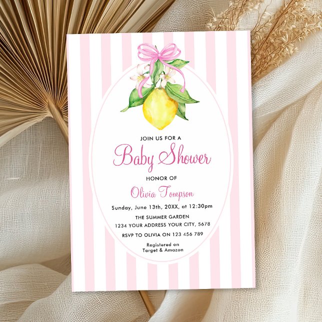 Invitation Fête prénatale Coquette Lemon Pink Bébé Fille (Créateur téléchargé)