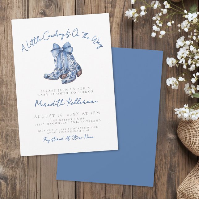 Invitation Fête Prénatale Country Cow-boy Bébé (Country Bow Cowboy Baby Shower Invitation)