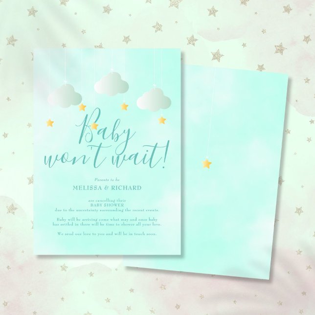 Invitation Fête prénatale d'annulation Fête prénatale par la  (Baby Shower Cancellation Shower by Mail Neutral Invitation)