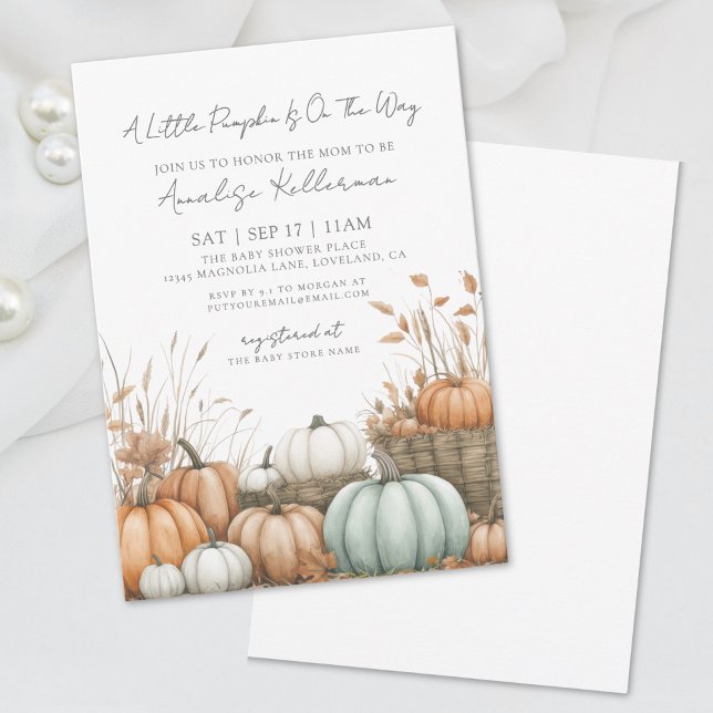 Invitation Fête prénatale d'automne au jardin de citrouilles (Pumpkin Patch Fall Baby Shower Invitation)