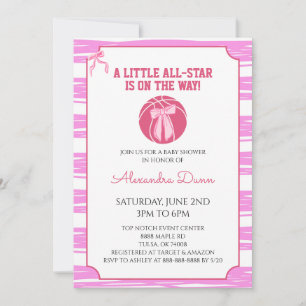 Invitation Fête Prénatale de Basket-Ball à Rayures Coquette R