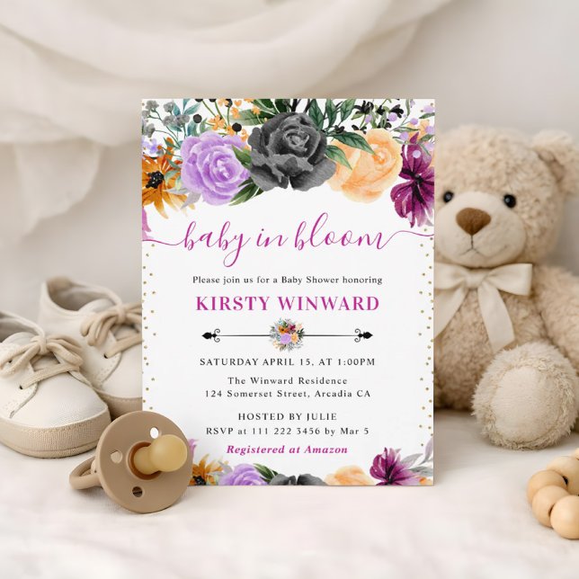 Invitation Fête Prénatale de Bébé aux Fleurs d'Halloween à l' (Créateur téléchargé)