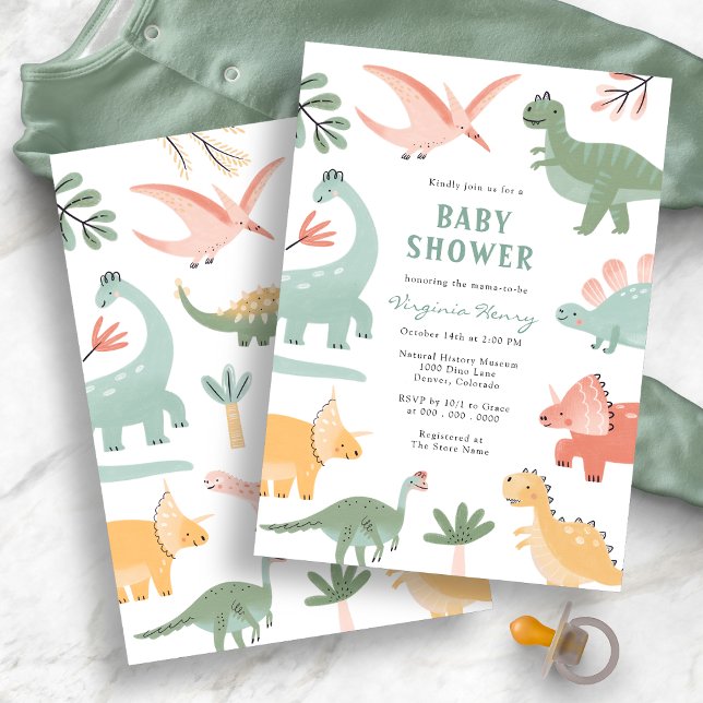 Invitation Fête Prénatale de Bébé Dinosaure (Dinosaur Baby Shower Invitation
)