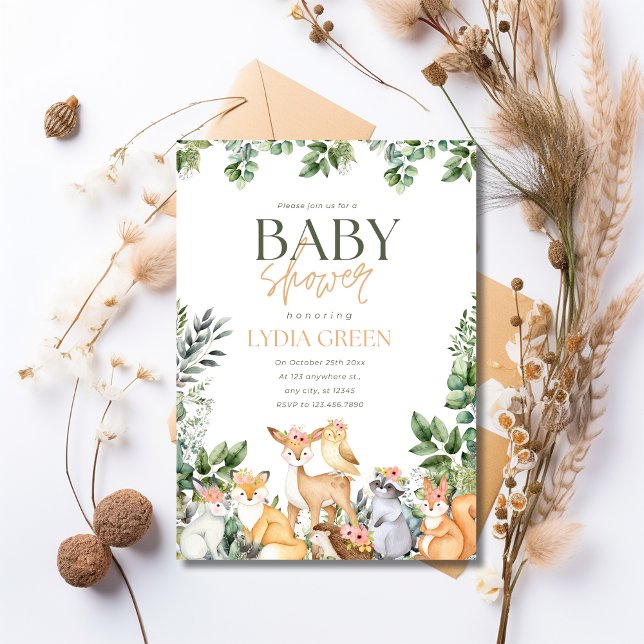 Invitation Fête Prénatale de Bébé en Forêt, Verdure, Rustique (Créateur téléchargé)