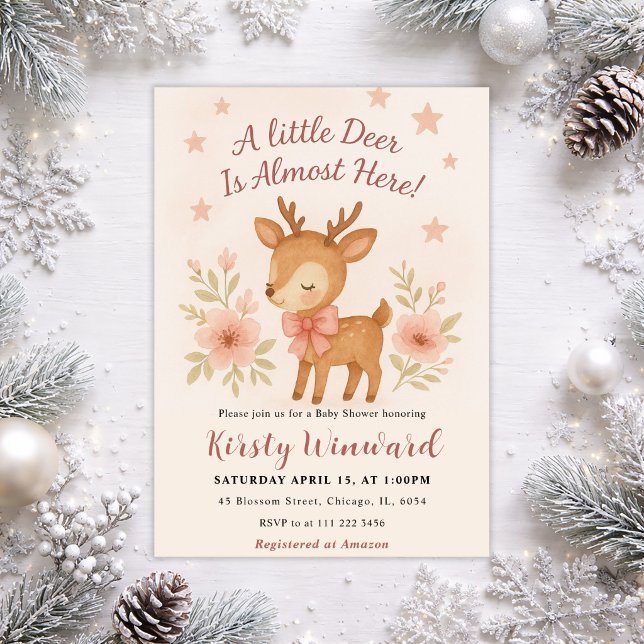 Invitation Fête Prénatale de Bébé Petite Biche de la Forêt Ro (Créateur téléchargé)