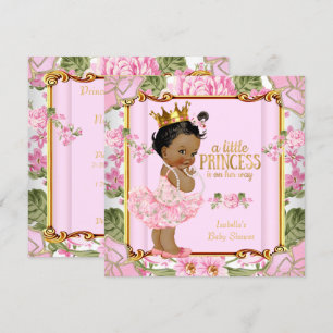 Invitation Fête Prénatale de Bébé Princesse Ethnique Rose Flo