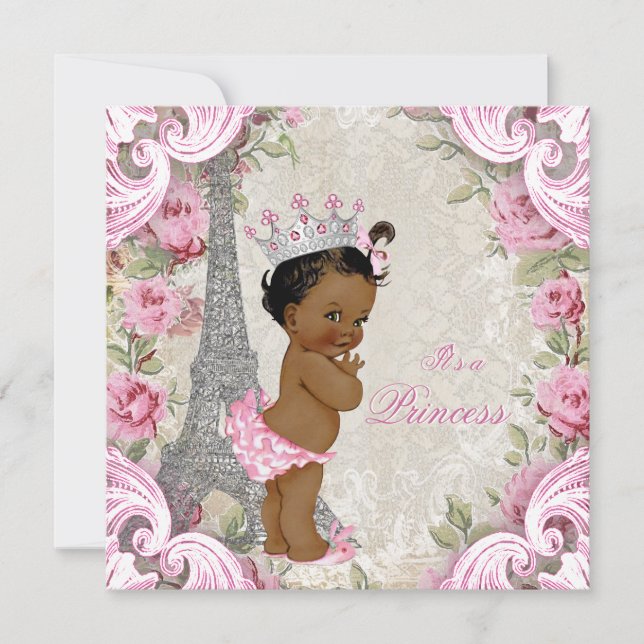 Invitation Fête prénatale de bébé princesse ethnique vintage  (Devant)