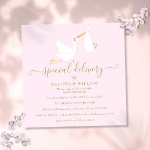 Invitation Fête prénatale de couple avec livraison spéciale d