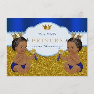Invitation Fête prénatale de jumeaux afro-américains princier