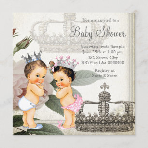 Invitation Fête prénatale de jumeaux Prince et Princesse