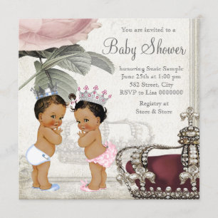 Invitation Fête prénatale de jumeaux princiers et princesses 