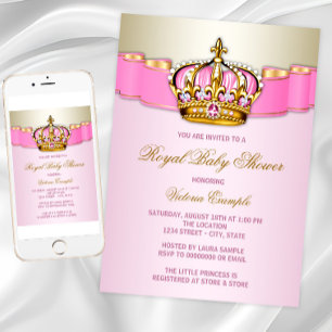 Invitation Fête Prénatale de la Princesse Rose et Or