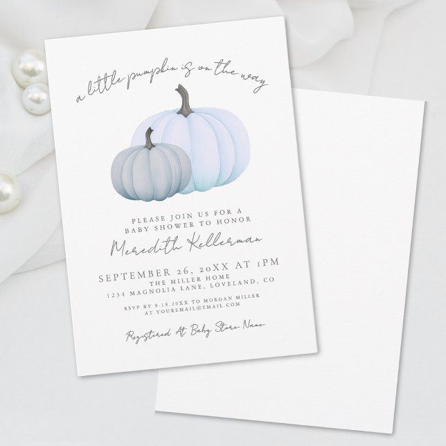 Invitation Fête Prénatale de Petit Garçon Citrouille (Pumpkin Boy Baby Shower Invitation)