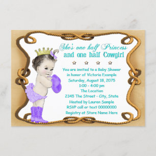 Invitation Fête Prénatale de Princesse Cowgirl Violette et Sa