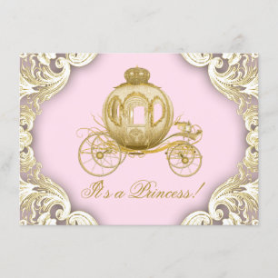 Invitation Fête Prénatale de Princesse Royale Rose et Or
