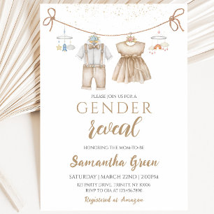 Invitation Fête Prénatale de Révélation du Sexe du Bébé sans