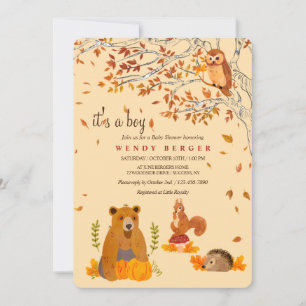 Invitation Fête Prénatale des Petits Animaux de la Forêt