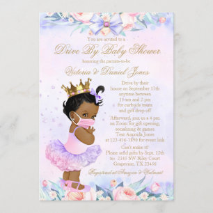 Invitation Fête Prénatale Drive By Princesse Afro-Américaine