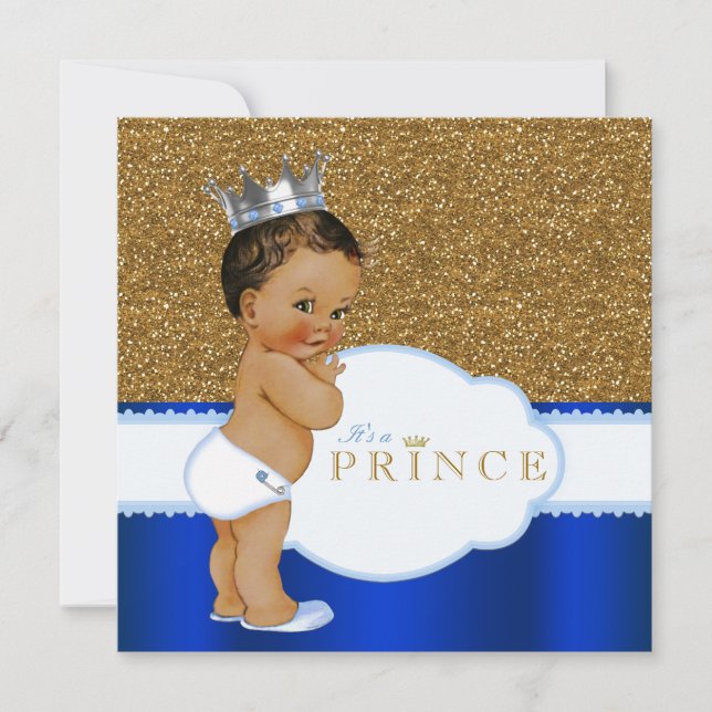 Invitation Fête prénatale du bébé prince ethnique (Devant)