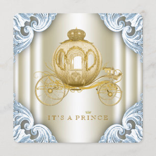 Invitation Fête prénatale du prince au bleu et or