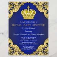 Fête Prénatale du Prince Élégant Bleu et Or
