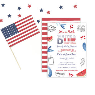Invitation Fête Prénatale Familiale 14 Juillet Rouge Blanc