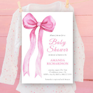 Invitation Fête prénatale fille arc en couleur aquarelle rose