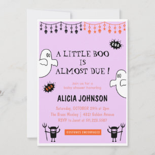 Invitation Fête prénatale Halloween bébé fantômes Petit boo