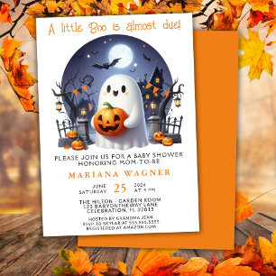 Invitation Fête Prénatale Halloween Fantôme Little Boo