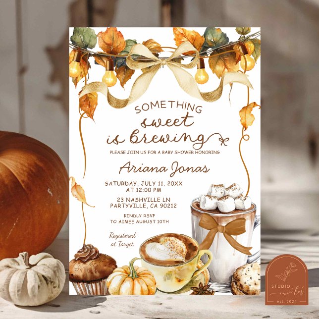 Invitation Fête Prénatale Latte Citrouille Quelque Chose de S (Créateur téléchargé)