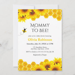 Invitation Fête Prénatale Miel Maman à Bébé en Alvéoles Flora