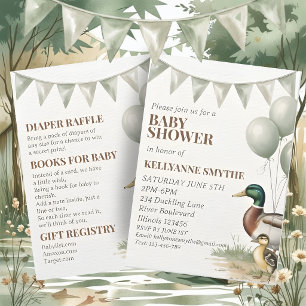 Invitation Fête Prénatale Mixte pour Bébé avec le Canard Colv