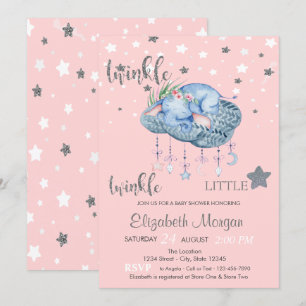 Invitation Fête Prénatale Nuage d'Éléphant Petite Étoile