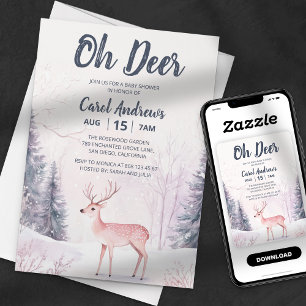 Invitation Fête Prénatale Oh Cerf au Pays des Merveilles de l