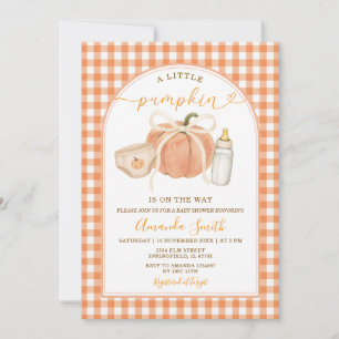 Invitation Fête Prénatale Orange Un Petit Citrouille Est En R