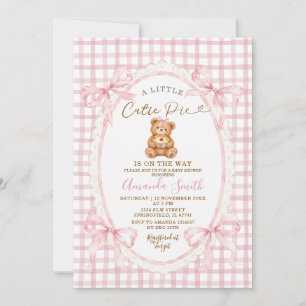 Invitation Fête Prénatale Ourson Mignonne Rose
