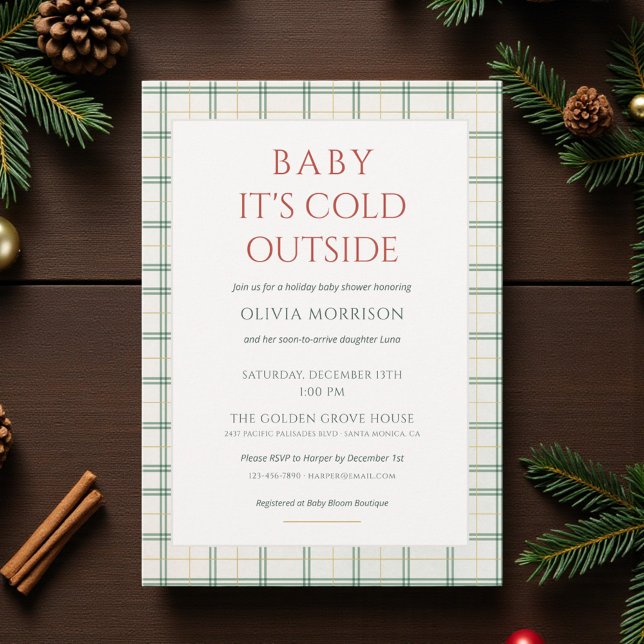 Invitation Fête Prénatale Plaid Bébé Il Fait Froid Dehors (Créateur téléchargé)