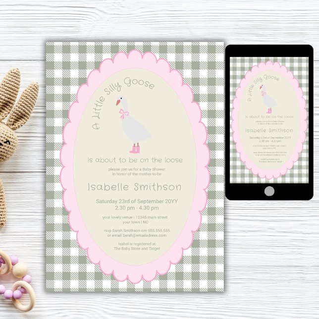 Invitation Fête Prénatale pour Bébé Canard Rose et Vert Prépa (Créateur téléchargé)