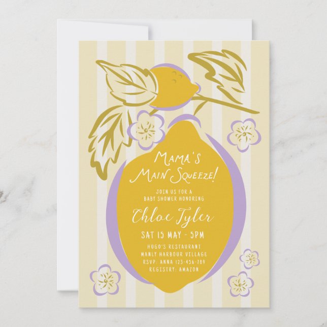 Invitation Fête prénatale pour bébé citron, le chouchou de ma (Devant)
