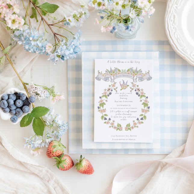 Invitation Fête prénatale pour bébé dans un jardin fleuri d'é (Créateur téléchargé)