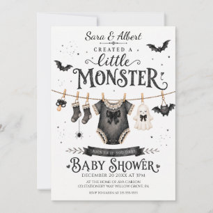 Invitation Fête Prénatale pour Bébé Fille Halloween Little Mo